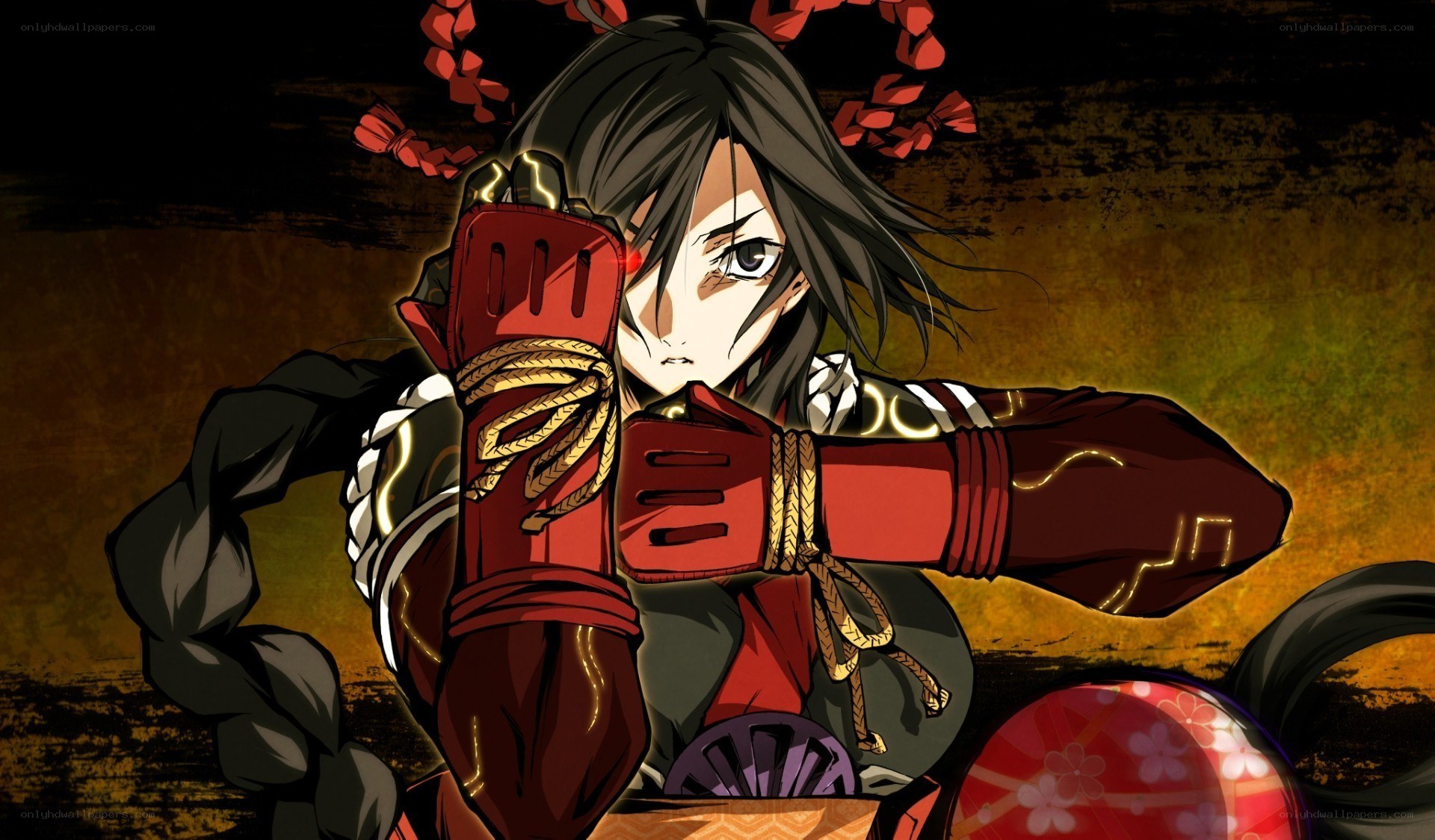 anime warrior in red armor