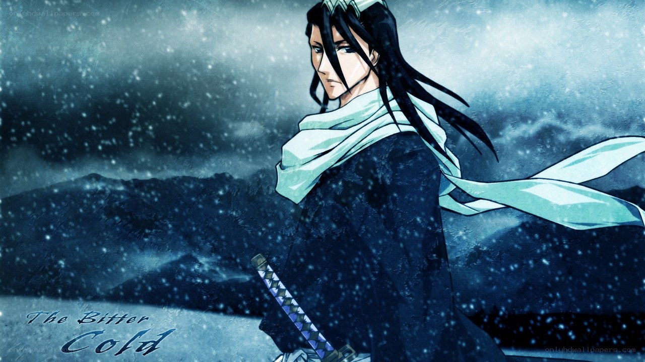 anime warrior in snowstorm