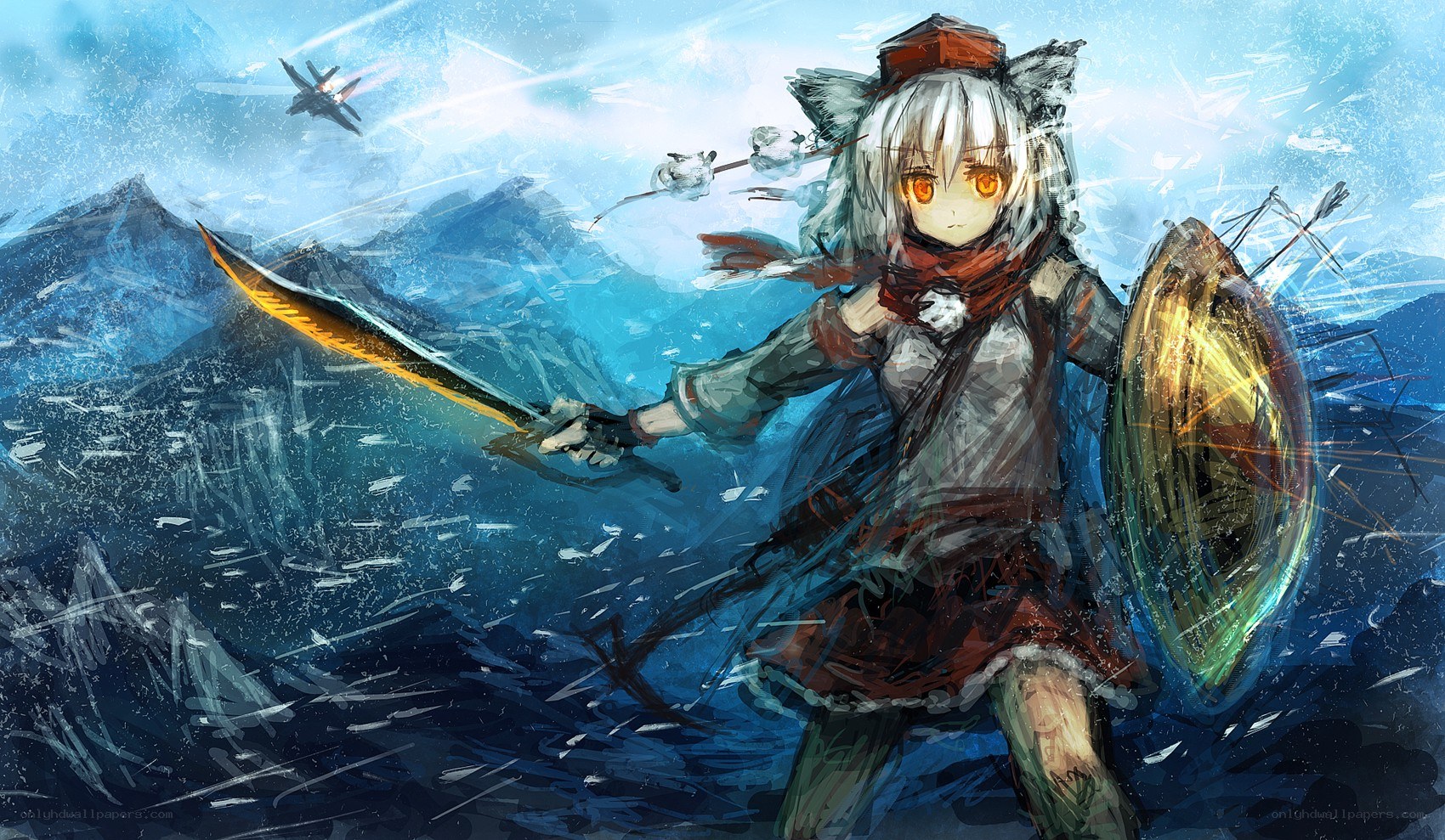 anime warrior in snowy battle