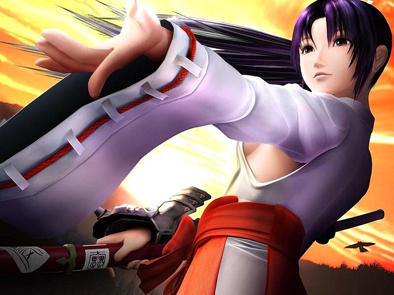 anime warrior in sunset