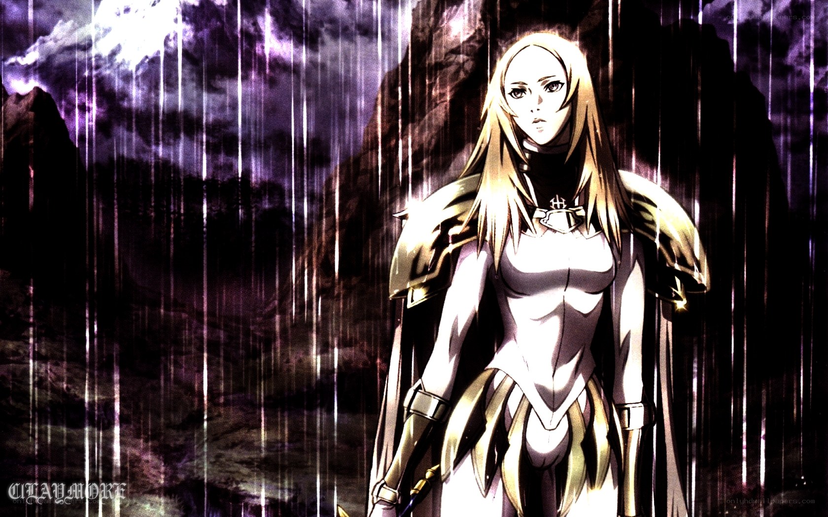 anime warrior in the rain