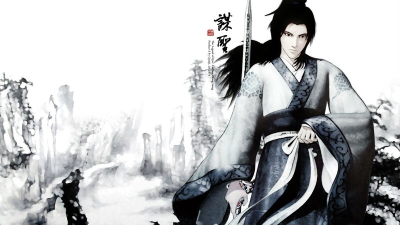 Anime warrior in traditional attire
