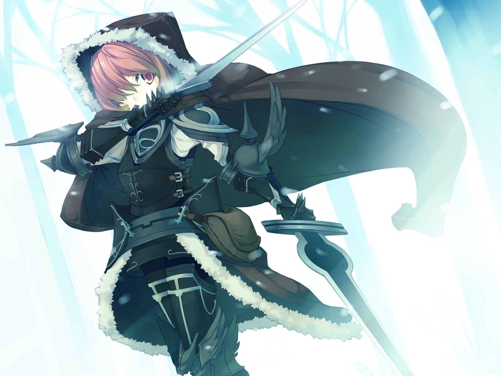 anime warrior in winter armor