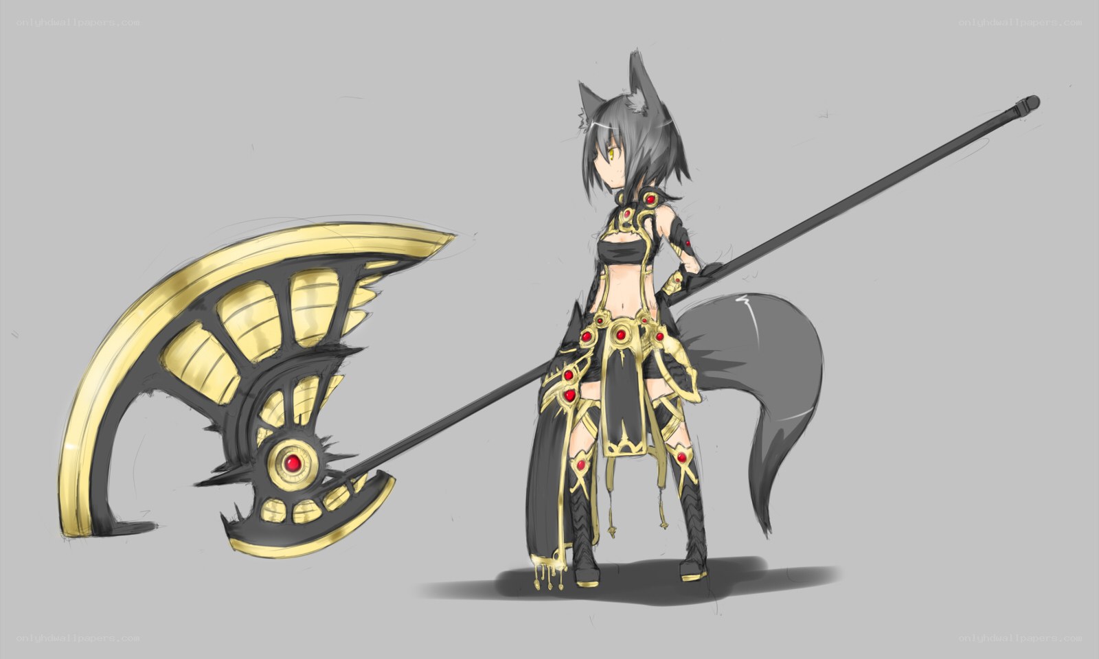 anime warrior with axe