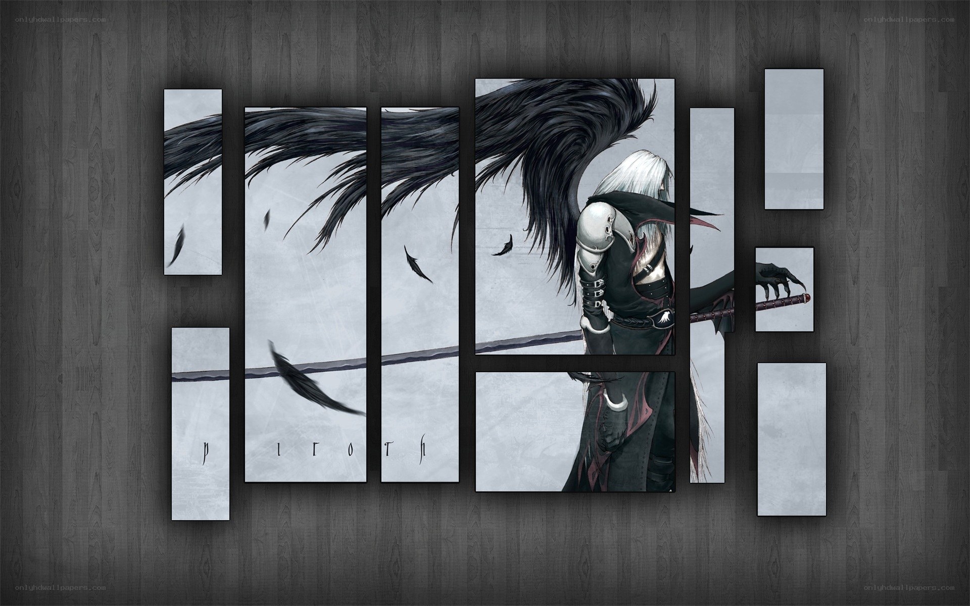 anime warrior with black wings