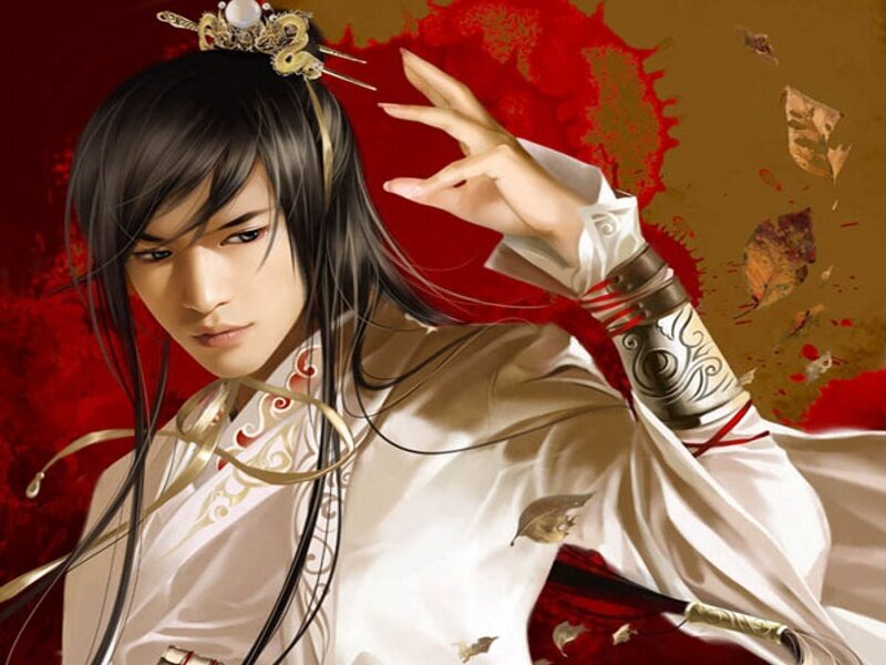 anime warrior with blood splatter