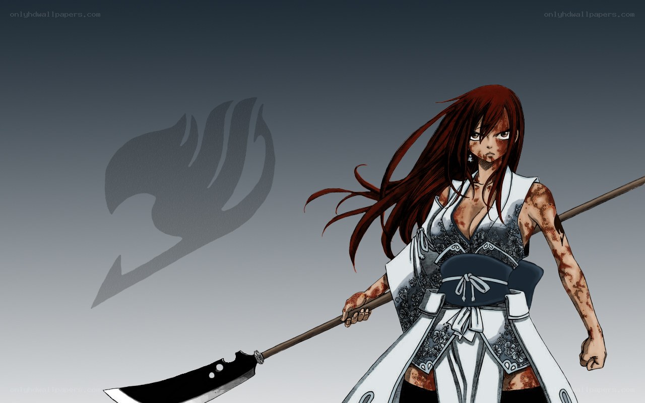 Anime warrior with bloodied face