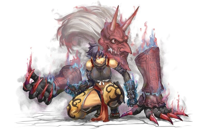 anime warrior with demon companion
