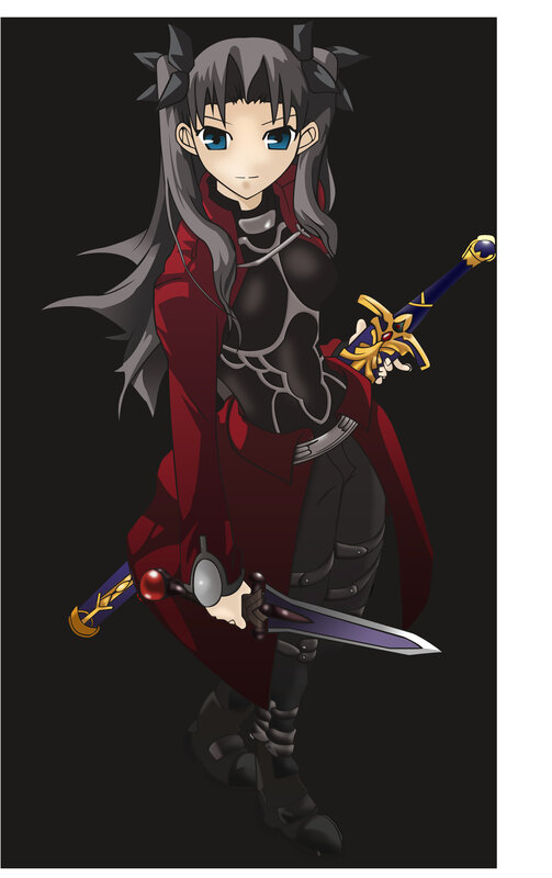 anime warrior with dual swords