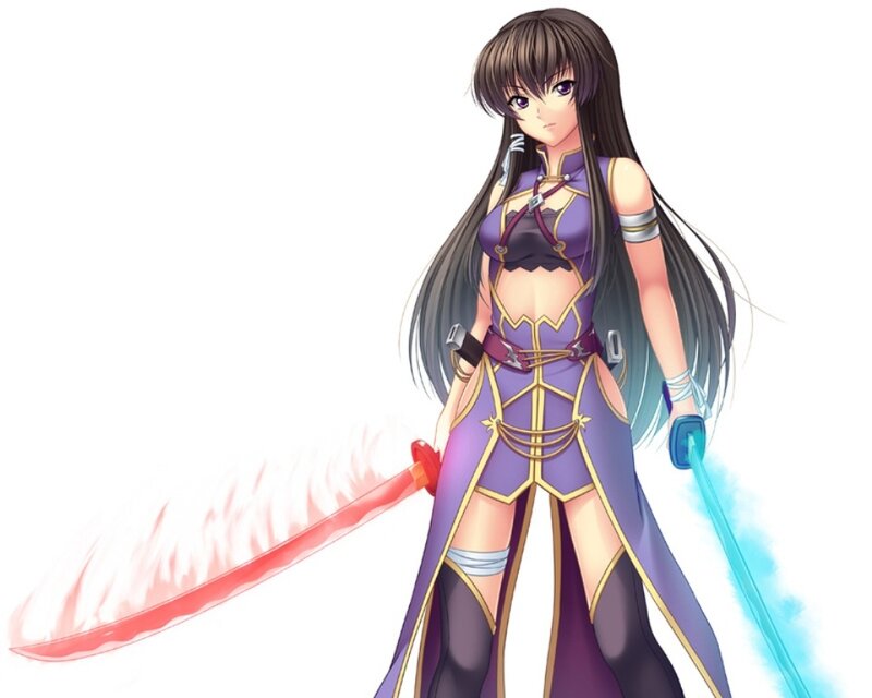 anime warrior with dual swords
