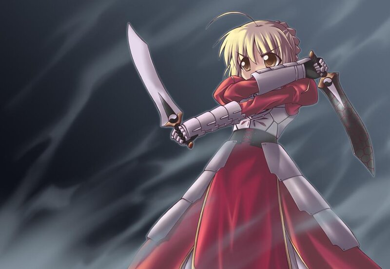 anime warrior with dual swords