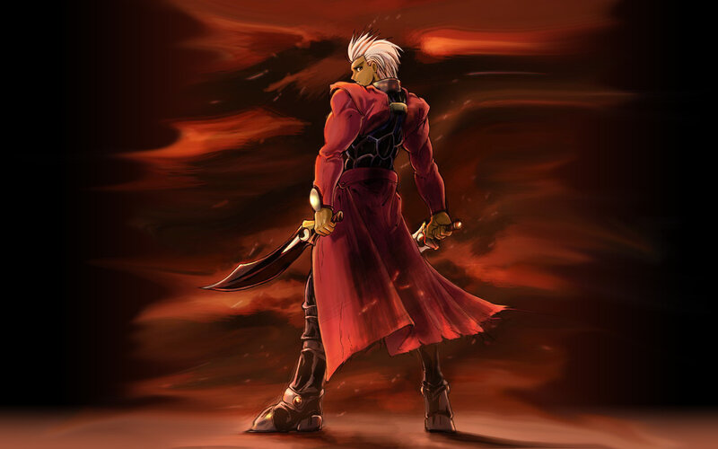 anime warrior with dual swords