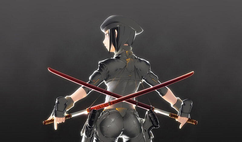 anime warrior with dual swords
