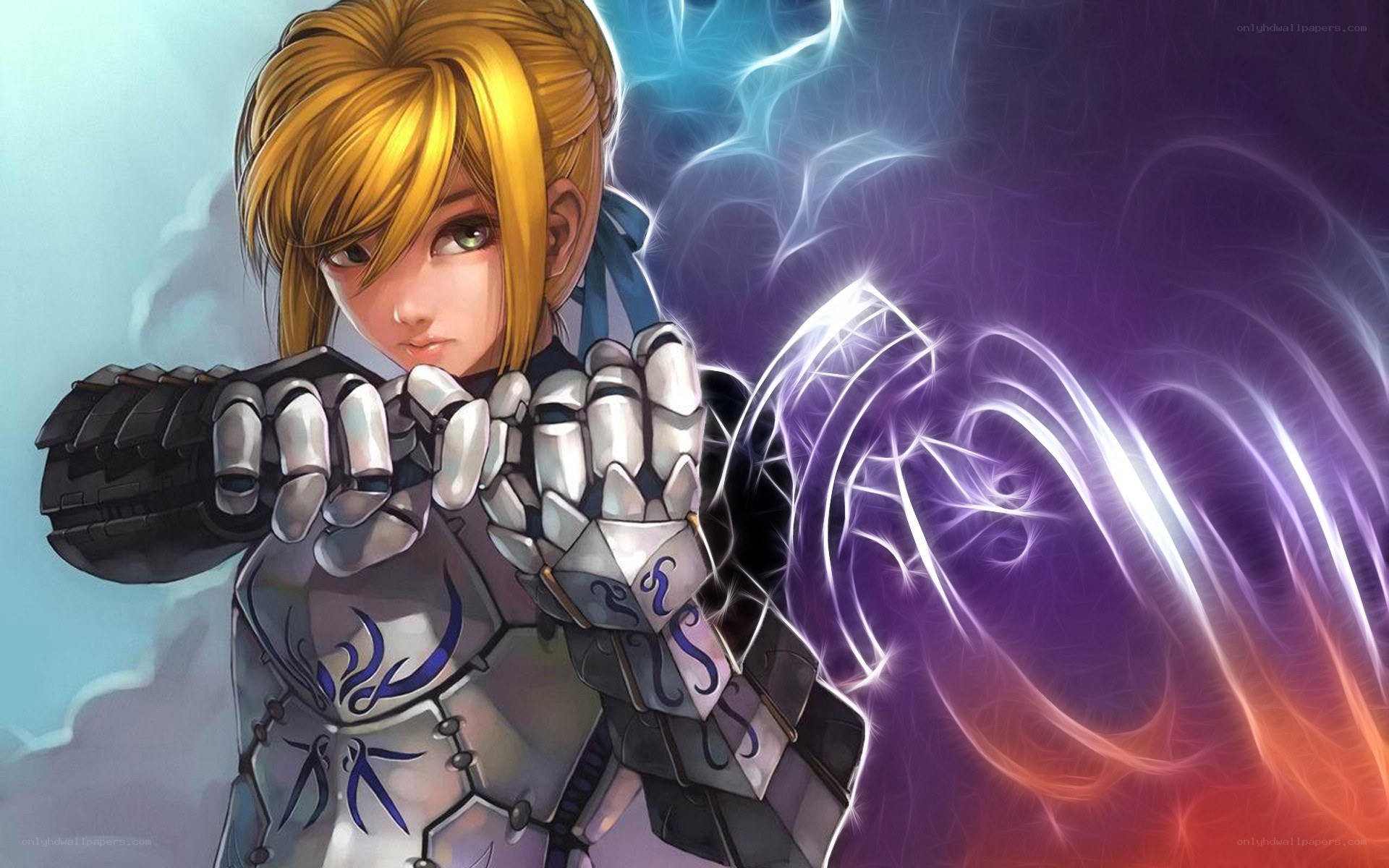 anime warrior with energy aura