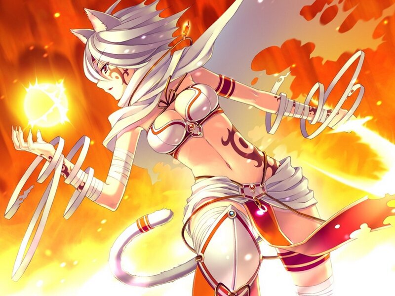 anime warrior with fire magic