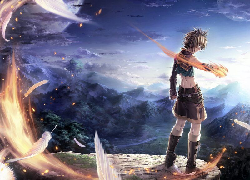 anime warrior with fire magic