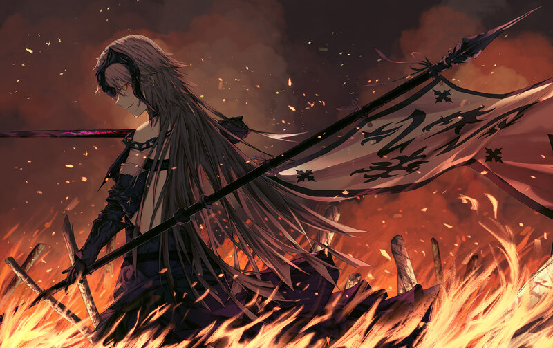 Anime Warrior with Flag