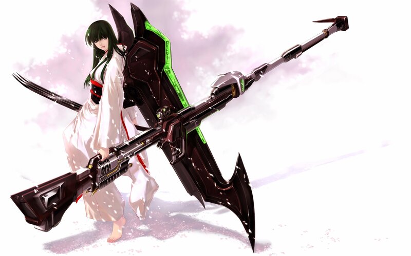 anime warrior with futuristic weapon
