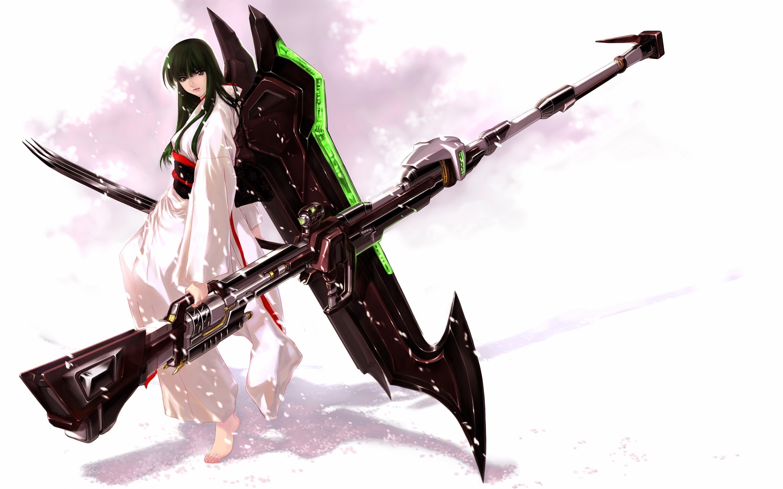 anime warrior with futuristic weapon