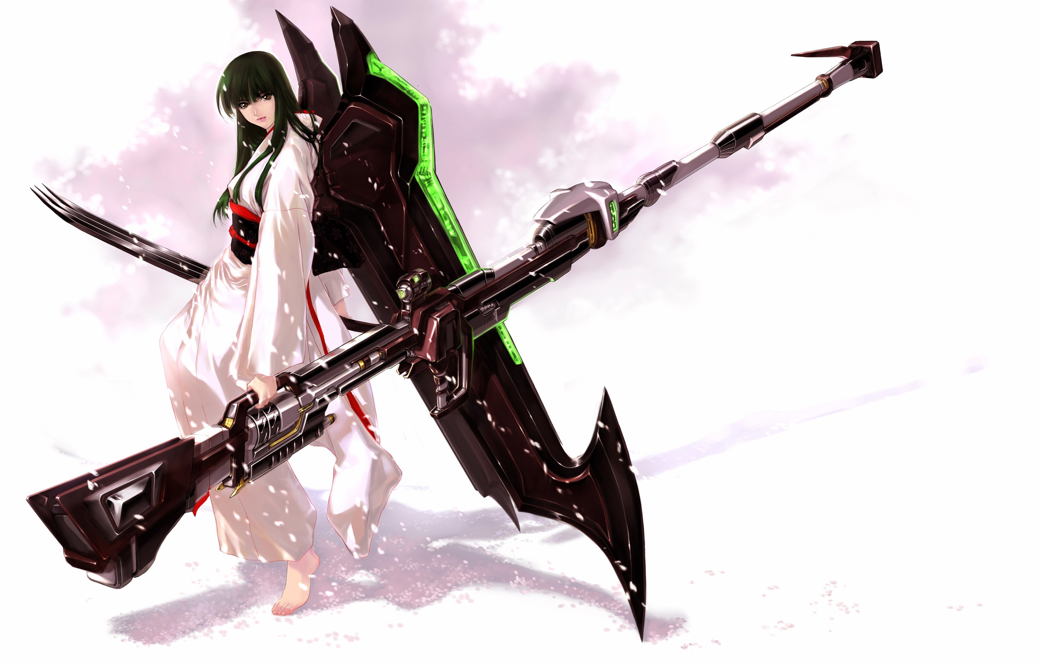 Anime warrior with futuristic weapon