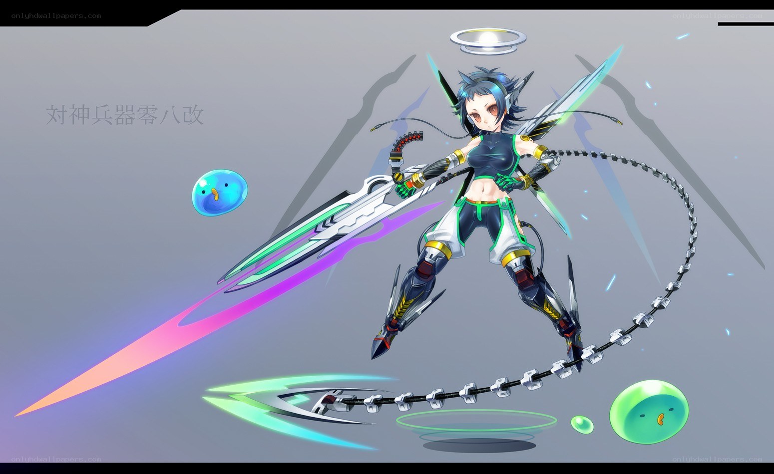 Anime warrior with futuristic weapons