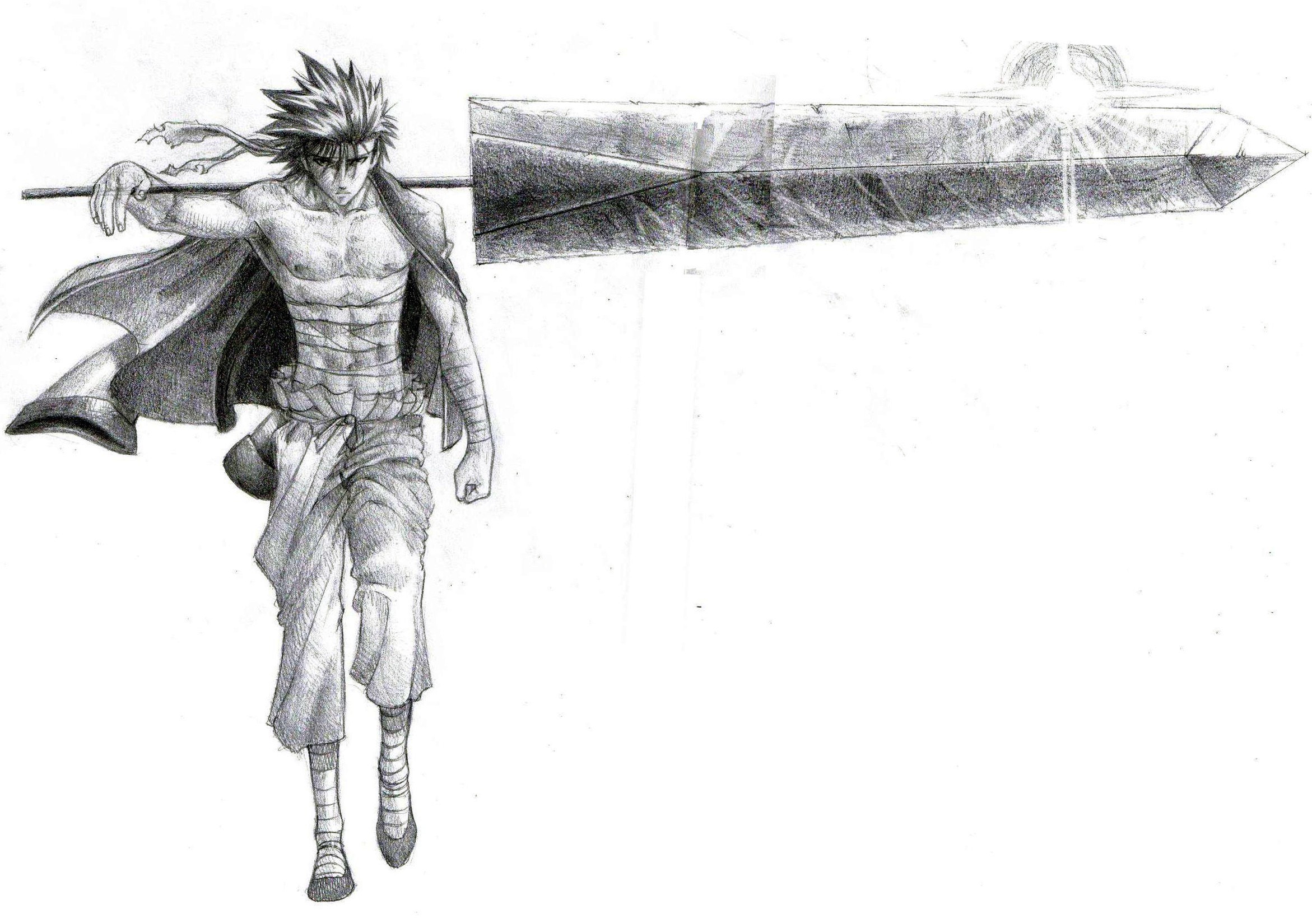 anime warrior with giant sword