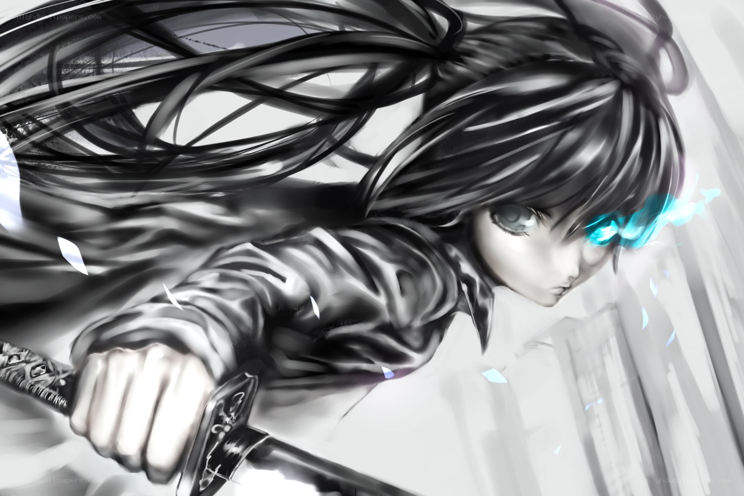 anime warrior with glowing eyes