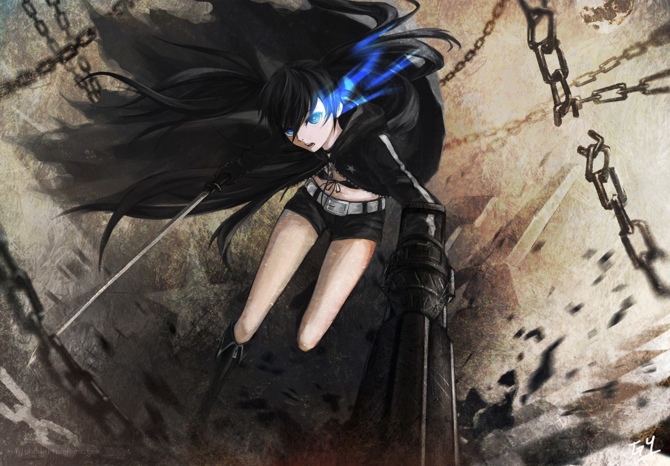 anime warrior with glowing eyes