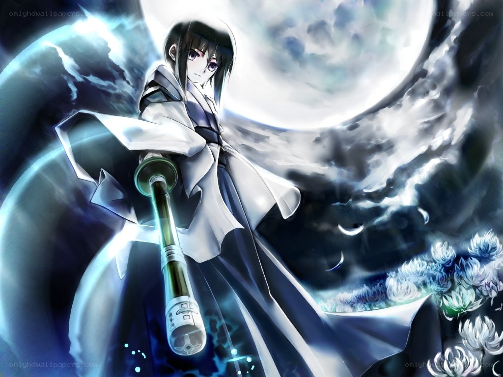 anime warrior with glowing sword