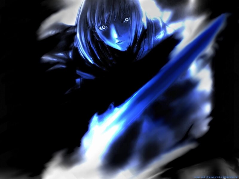 anime warrior with glowing sword