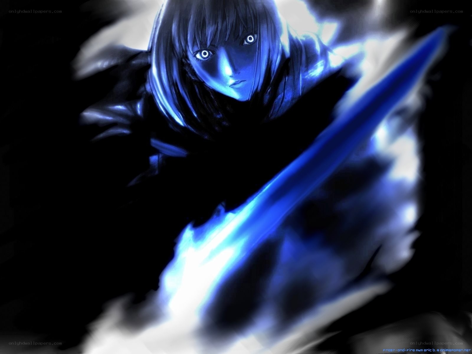 anime warrior with glowing sword