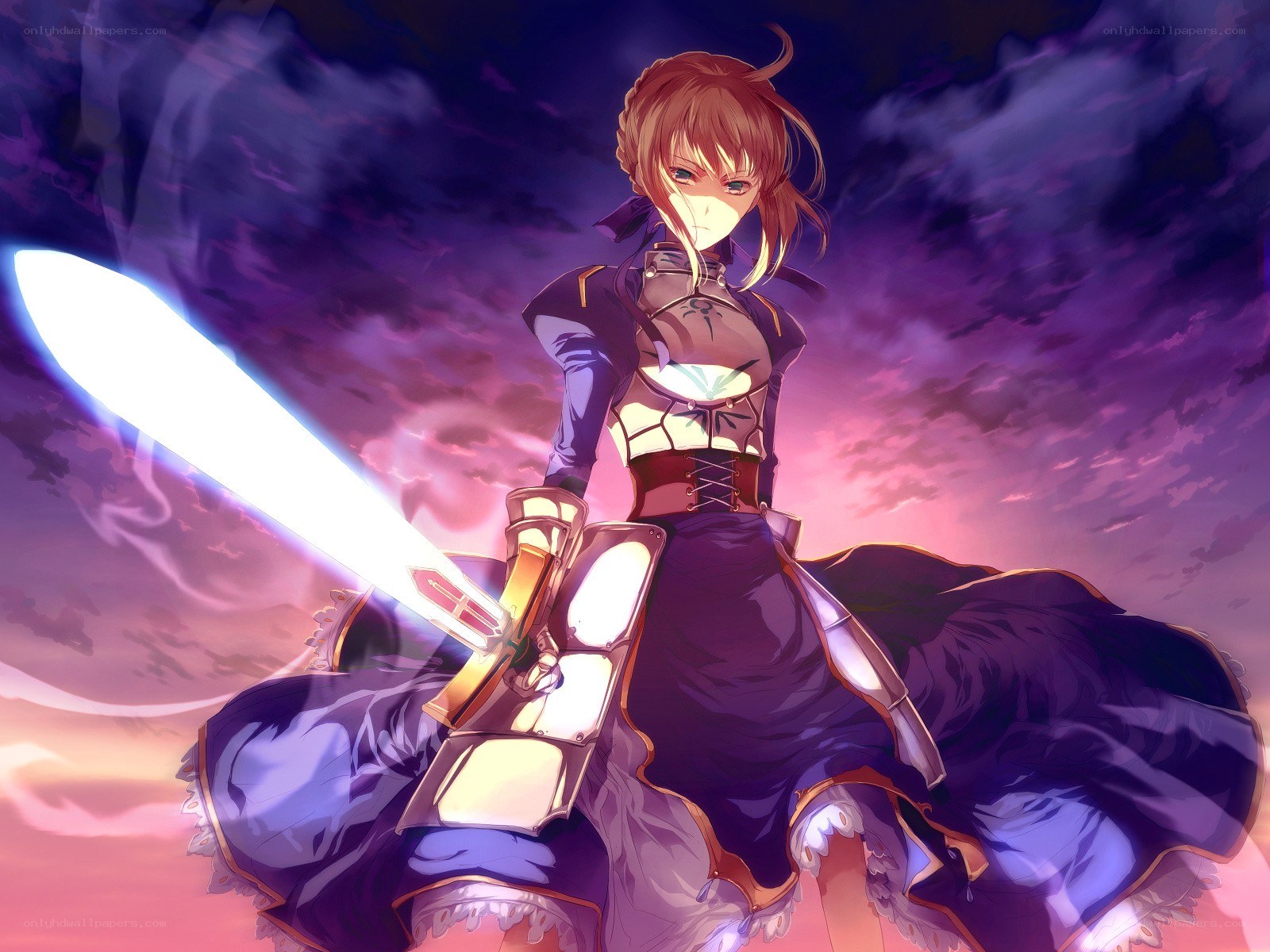 Anime warrior with glowing sword