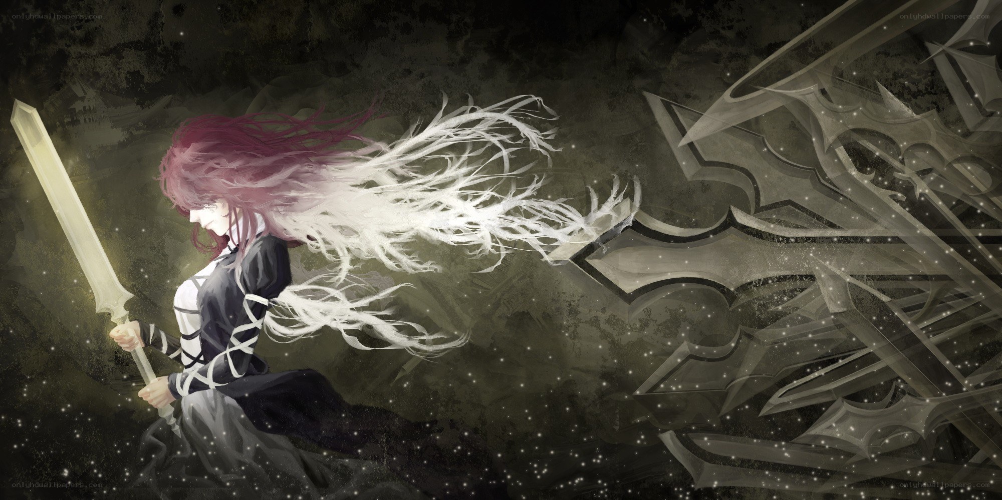 Anime warrior with glowing sword