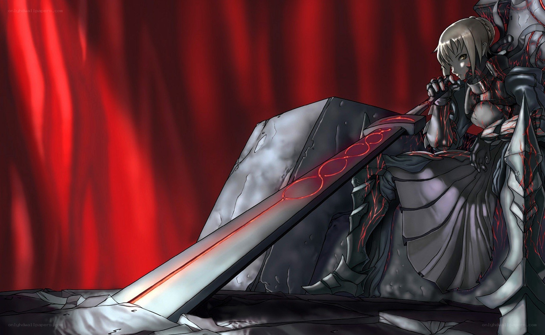 anime warrior with glowing sword
