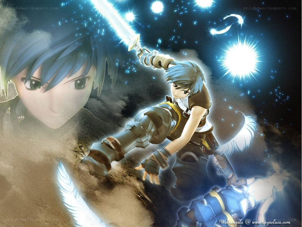 Anime warrior with glowing sword
