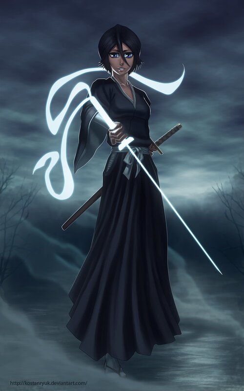 Anime warrior with glowing sword