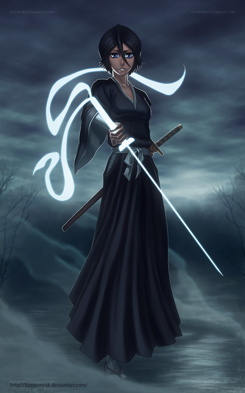 Anime warrior with glowing sword