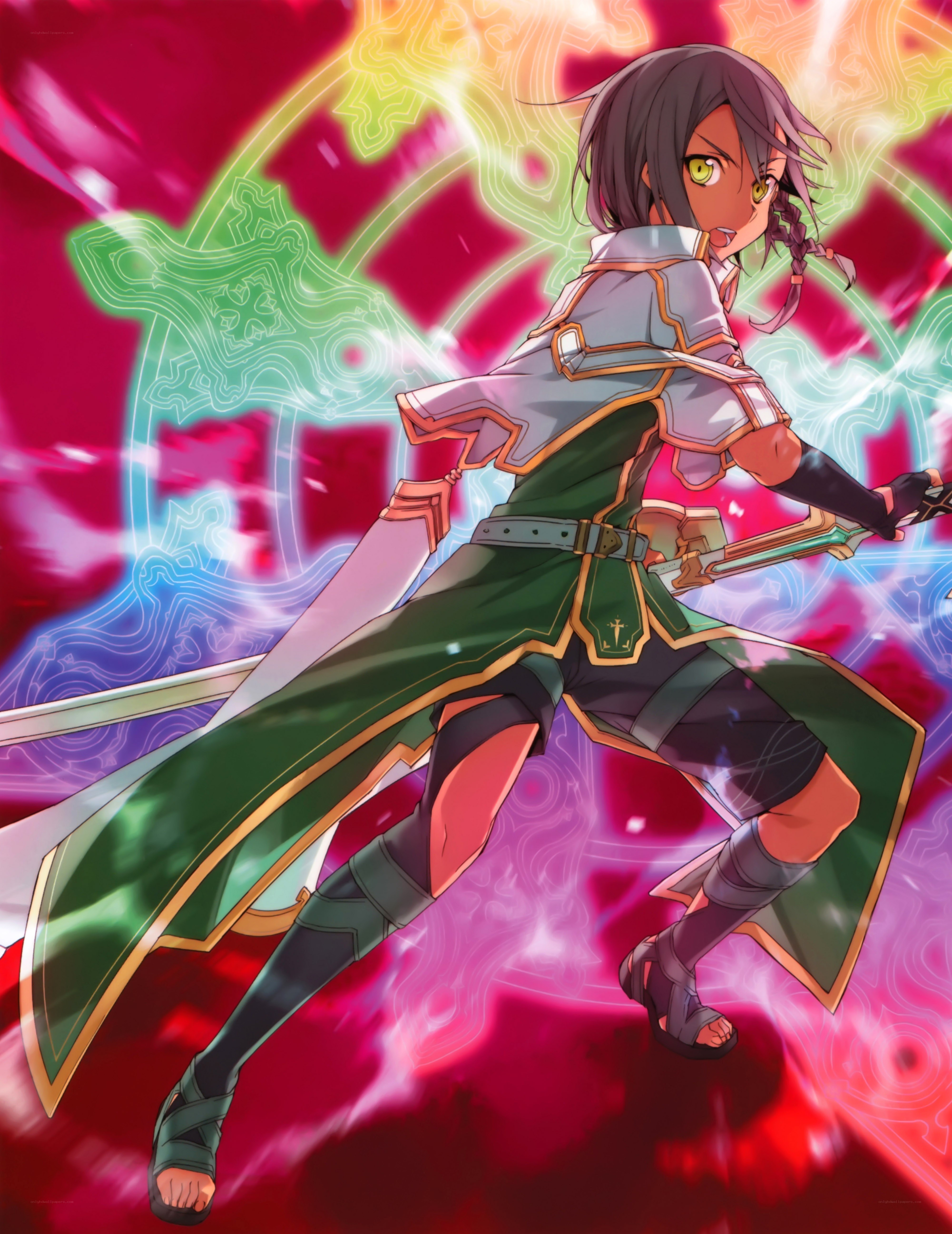anime warrior with glowing sword