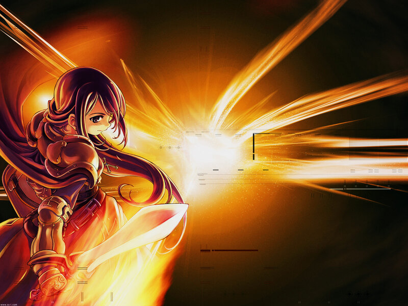 anime warrior with glowing sword