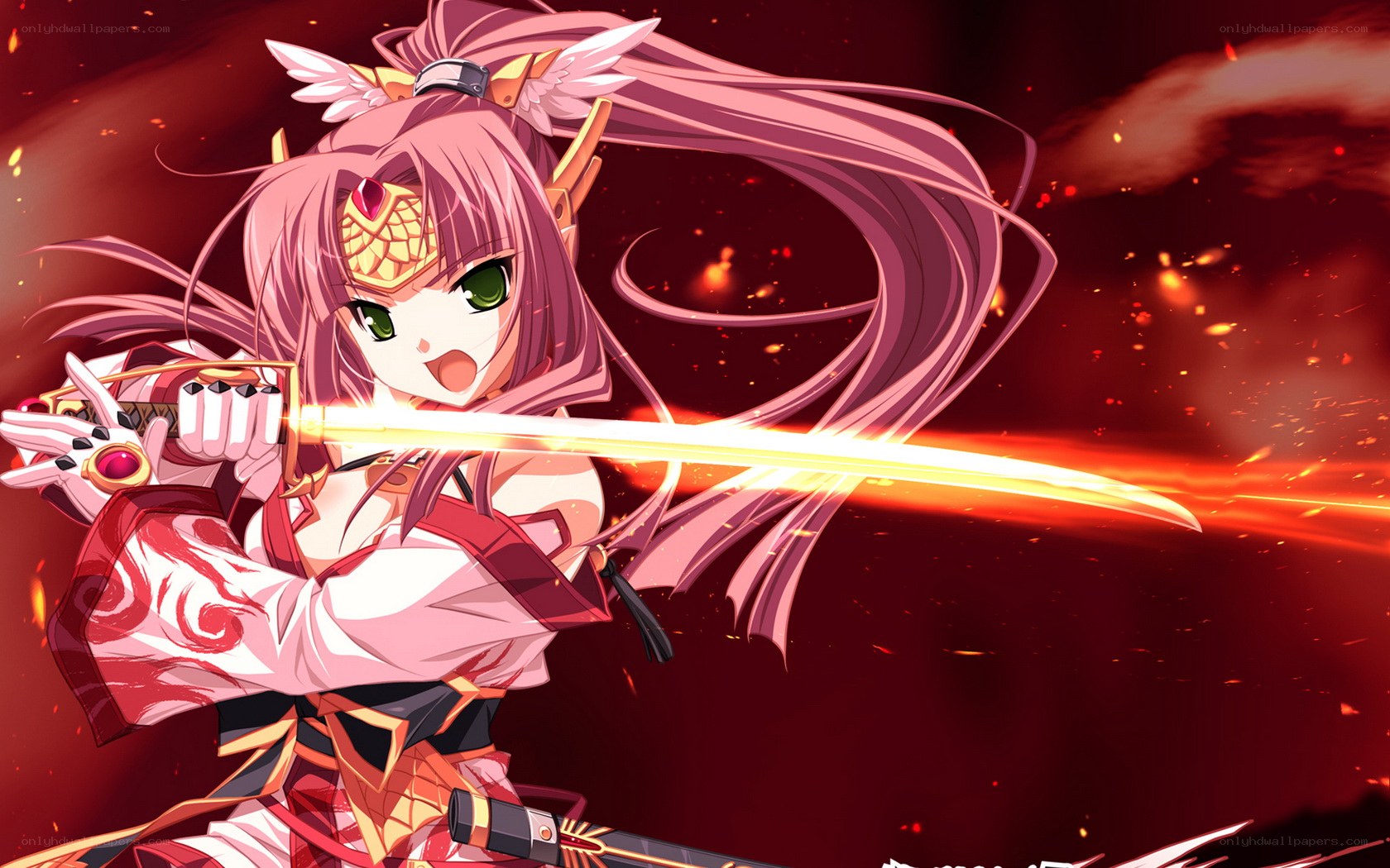 anime warrior with glowing sword