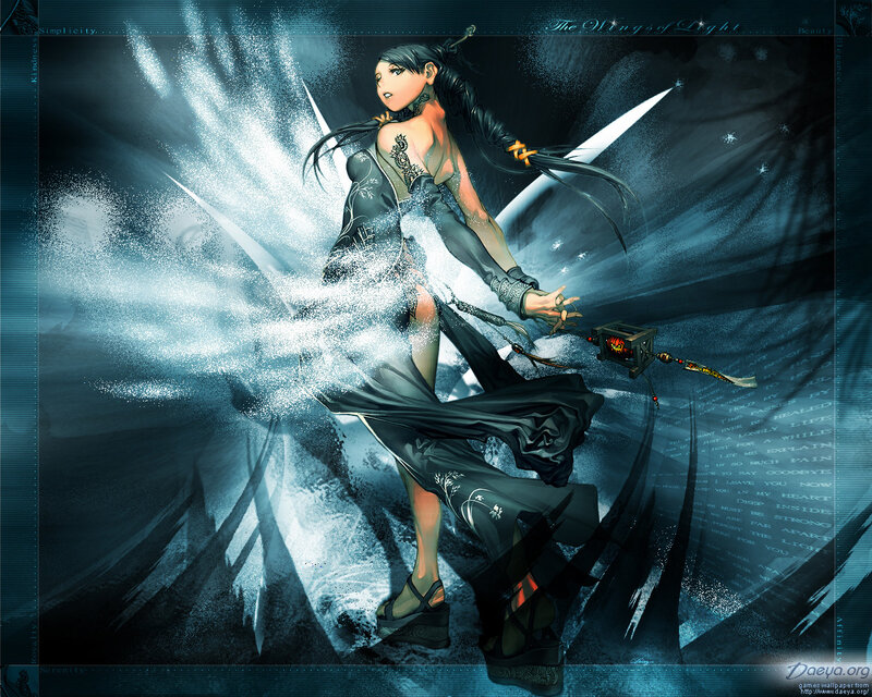 anime warrior with glowing wings