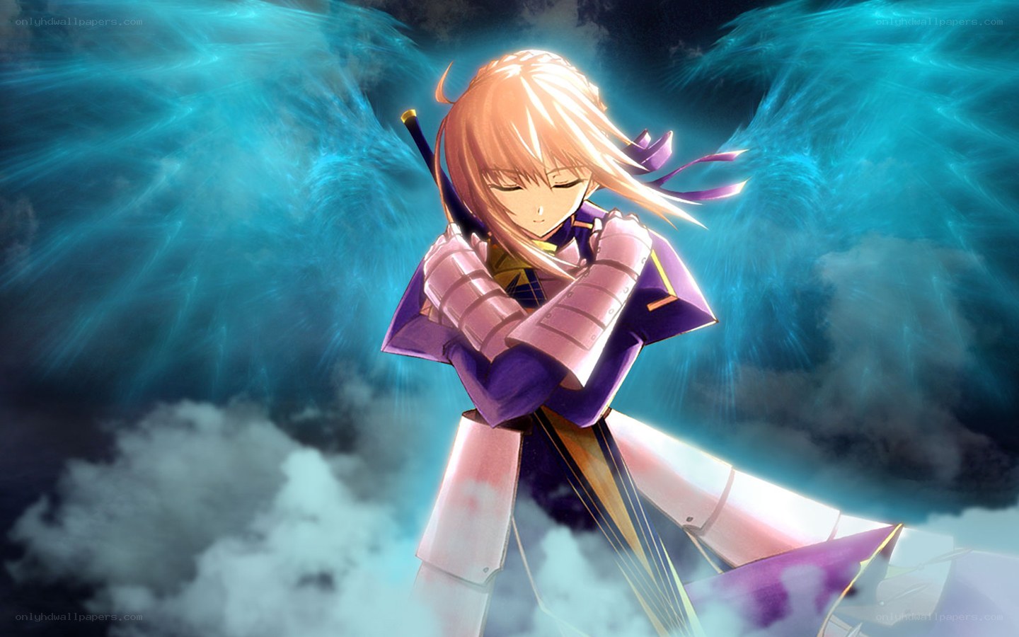anime warrior with glowing wings