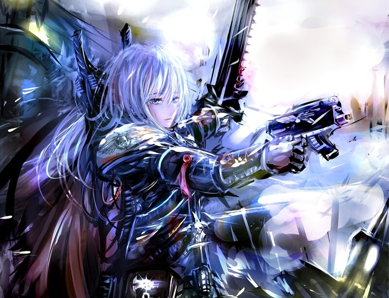 anime warrior with gun