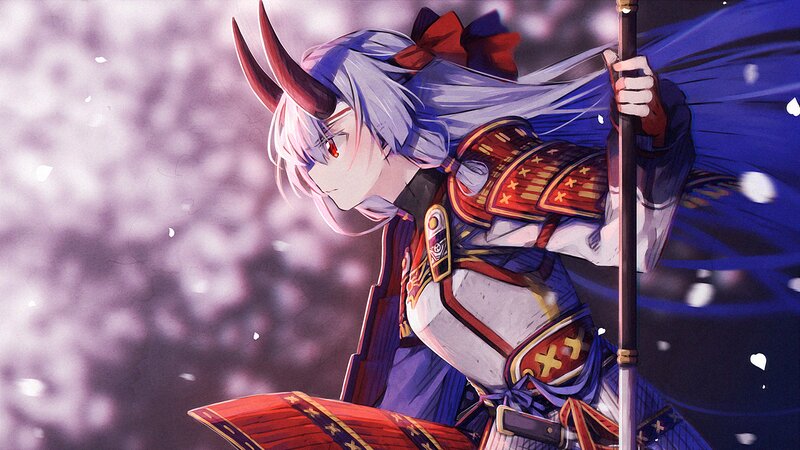 Anime Warrior with Horns — Blue