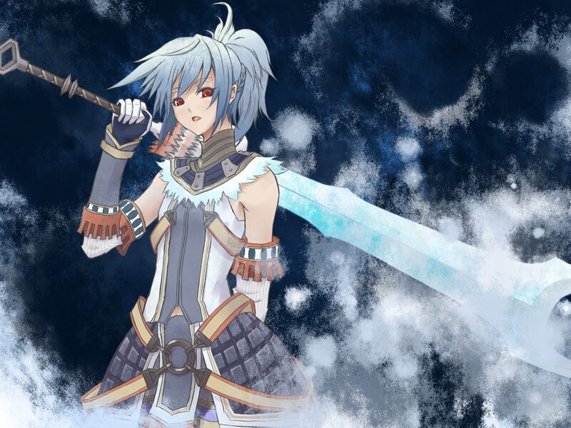 anime warrior with ice sword
