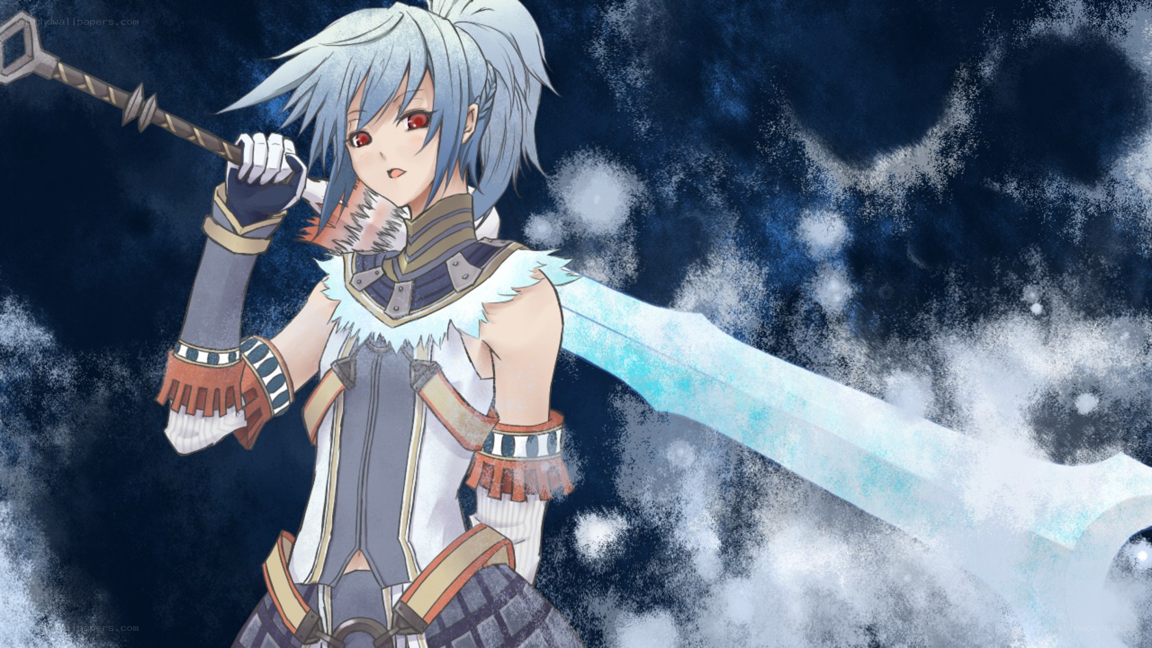 anime warrior with ice sword
