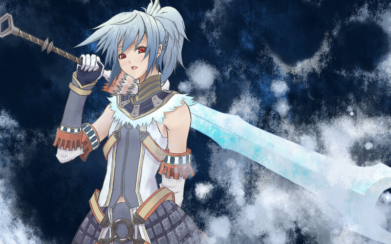 anime warrior with ice sword