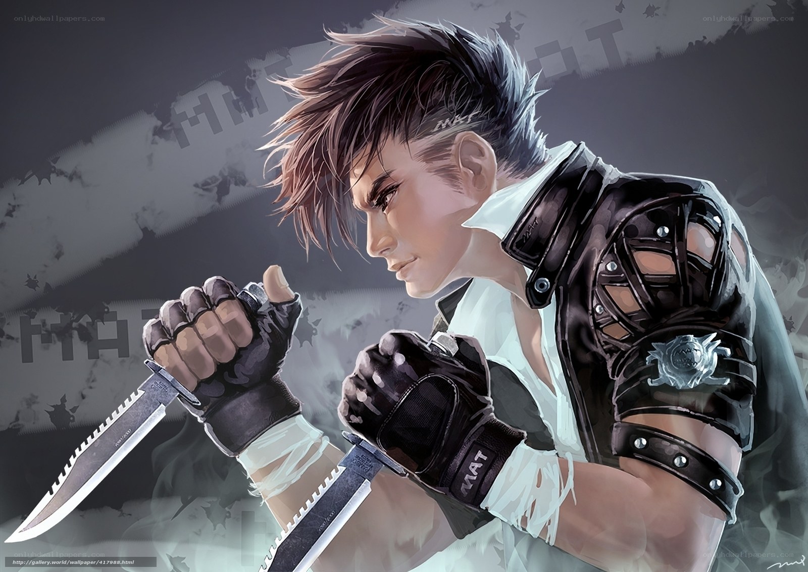 anime warrior with knives