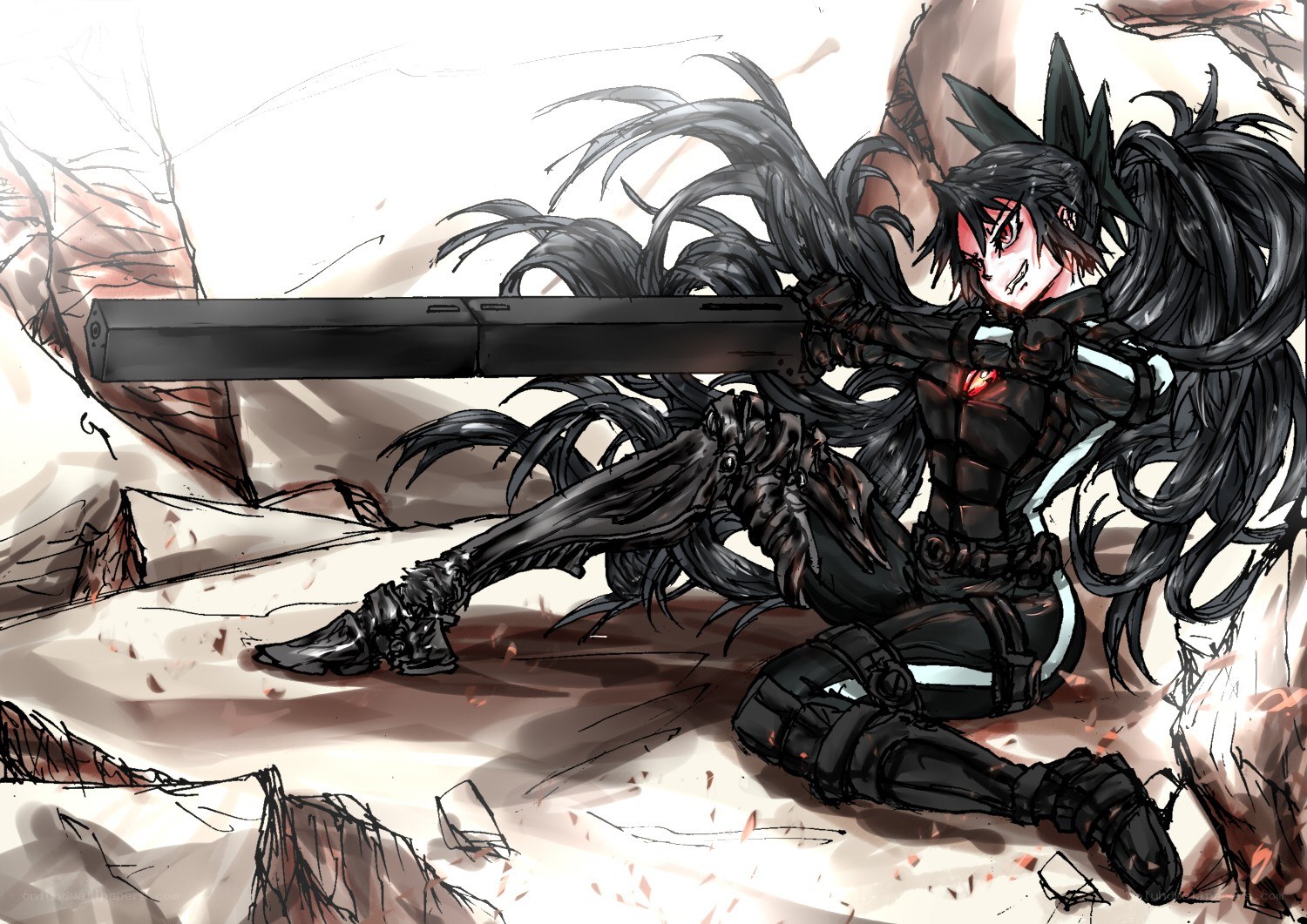 anime warrior with large gun