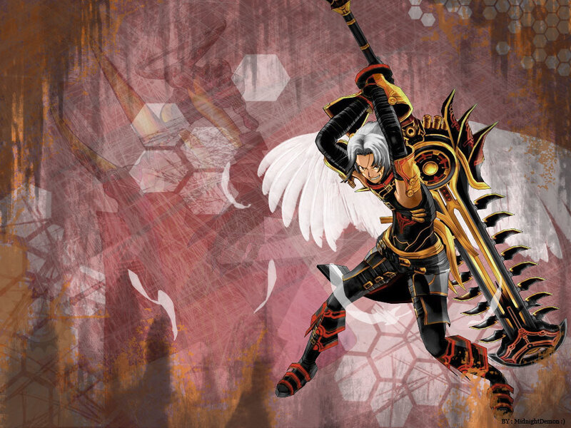 anime warrior with large weapon